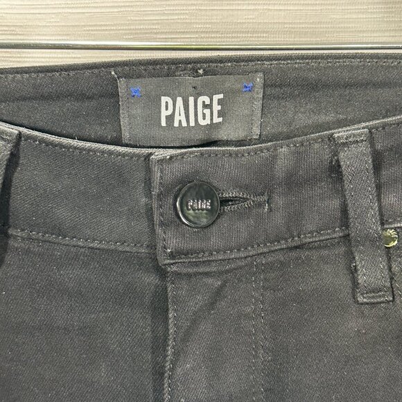 Paige Jeans Womens 27 Hoxton Ankle Black Cotton Stretch Pockets Raw Hem - Picture 4 of 11
